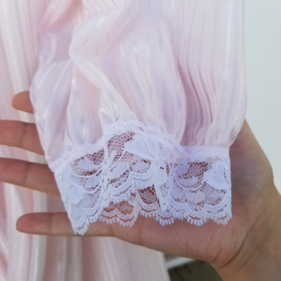 Chardin vintage pink lace two piece nightgown slip - Picture 8 of 15